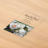 Acryl Witte Rozen Save the Date Uitnodigingen (Laagn)