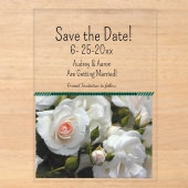 Acryl Witte Rozen Save the Date Uitnodigingen (Voorkant)