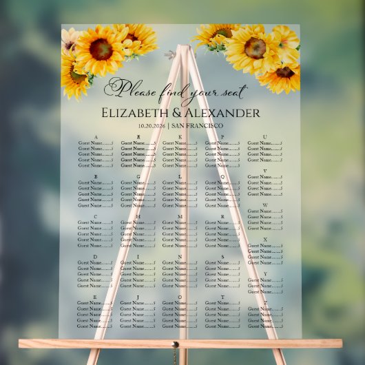 Acryl Zonnebloem Herfst Trouwstoel Grafiek Acryl Bord (Neutraal)