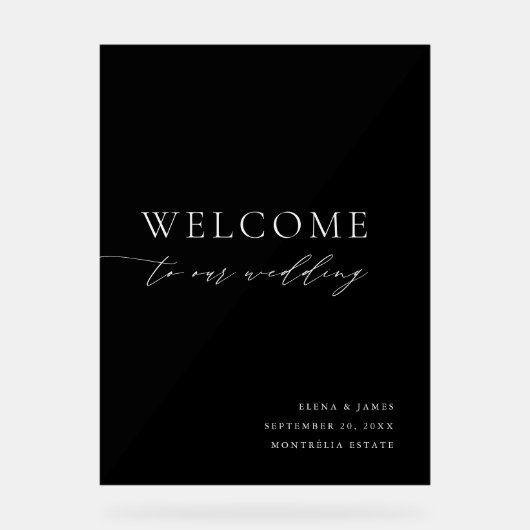 Acryl zwart en wit bruiloft welkom teken acryl bord (Voorkant)