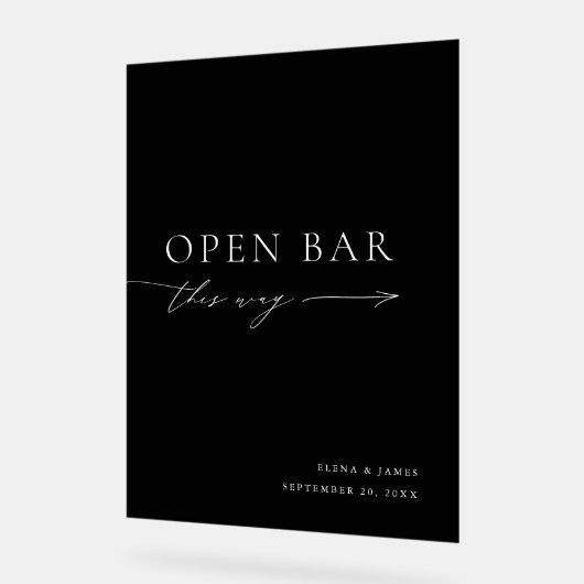 Acryl Zwart en Wit Open Bar Trouwbord Acryl Bord (Hoek)