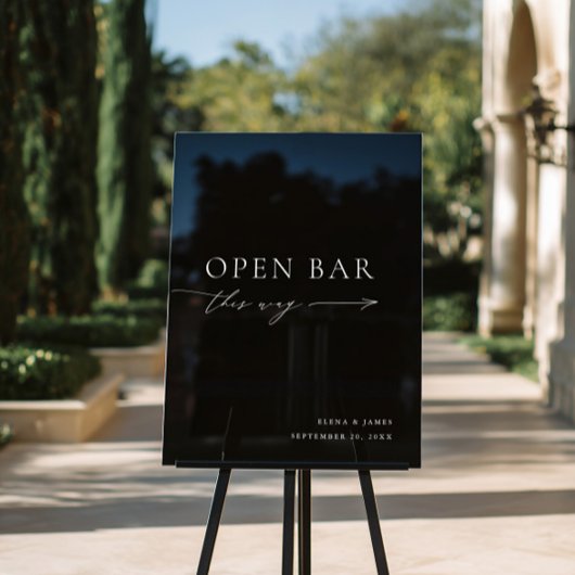 Acryl Zwart en Wit Open Bar Trouwbord Acryl Bord