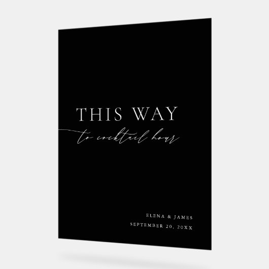 Acryl Zwart & Wit Cocktail Uur Trouwbord Acryl Bord (Hoek)