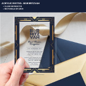 Acrylaat BAR MITZVAH Navy Goud Modern Helder Elega Acryl Uitnodigingen