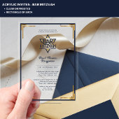 Acrylaat BAR MITZVAH Navy Goud Modern Klasse Acryl Uitnodigingen