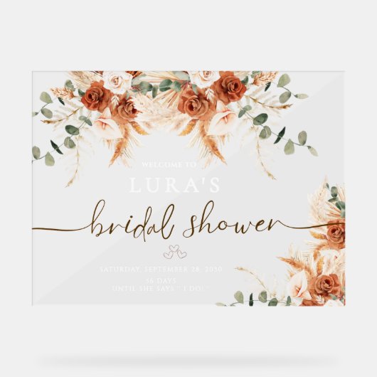 Acrylaat Boho Bloem Bruids Borrel Welkom Bord (Voorkant)