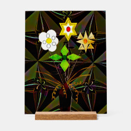 Acrylaat bord "Bloem Bezorging" met houten standaa