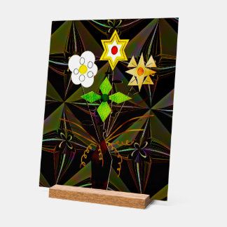 Acrylaat bord "Bloem Bezorging" met houten standaa