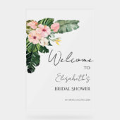 Acrylaat Bruidsdouche Welkom Bord | Palm Tropisch (Voorkant)