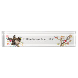 Acrylaat Bureaunaambordje Whimsy Vogels Naambordje