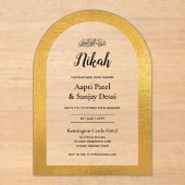 Acrylaat Gouden Boog Islamitische Moslim Trouw Ele Acryl Uitnodigingen (Voorkant)