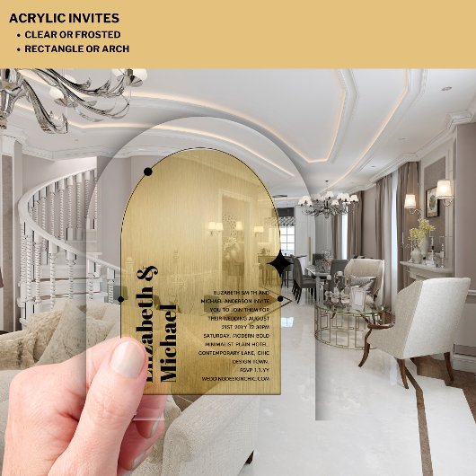 Acrylaat Moderne Minimalistische Goud Zwarte Art D Acryl Uitnodigingen