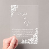 Acrylaat Moderne Minimalistische Kanten Trouwuitno Acryl Uitnodigingen (Insitu (Draagbaar))