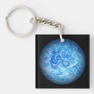 Acrylaat vierkant kalme getijden vloeibare kunst s sleutelhanger