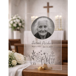 Acrylaat welkomstbord met foto ter nagedachtenis acryl bord