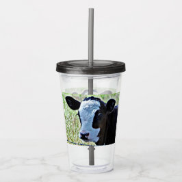 Acrylbekertje met baby, met stro en deksel acryl drinkbeker