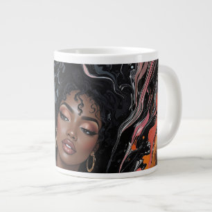 Acrylbewegingskunst Afrikaans-Amerikaanse schoonhe Grote Koffiekop