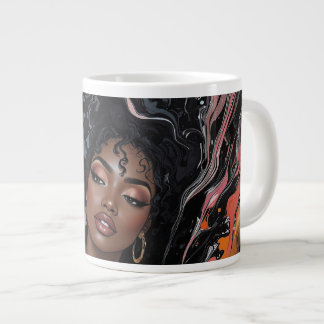 Acrylbewegingskunst Afrikaans-Amerikaanse schoonhe Grote Koffiekop