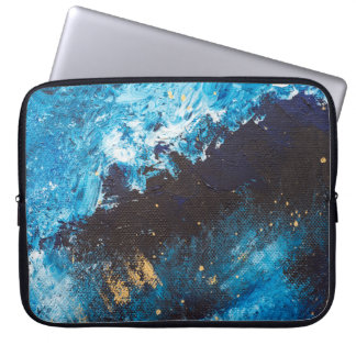 Acrylblauw, sterrenhemel schilderij. laptop sleeve