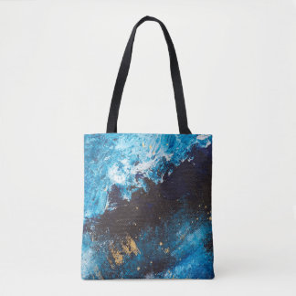 Acrylblauw, sterrenhemel schilderij. tote bag
