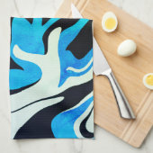 Acrylblauw zwart vloeibaar Abstract patroon Theedoek (Quarter Fold)