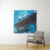 Acrylblauwe achtergrond. Abstract schilderen. Olie Wandkleed (In situ)