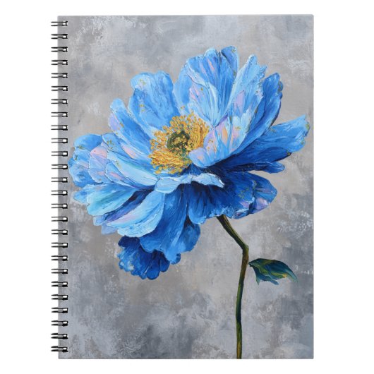 Acrylblauwe bloem notitieboek (Voorkant)