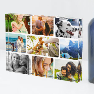 Acrylblok 9 Fotosjabloon afgeronde collage Fotoblokken