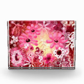 Acrylblok- grillig bloemig Abstract roze rood Fotoblokken (Voorkant)