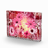 Acrylblok- grillig bloemig Abstract roze rood Fotoblokken (Rechts)