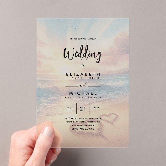 ACRYLBRUILOFT Nodig Tropisch Strand Zonsondergang  Acryl Uitnodigingen (Insitu (Draagbaar))