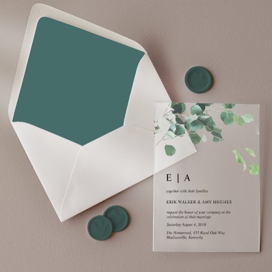 Acrylbruiloft nodigt eucalyptus uit acryl uitnodigingen