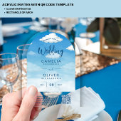 ACRYLBRUILOFT Wolken Hemelblauw Groen QR Code RSVP Acryl Uitnodigingen