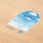 ACRYLBRUILOFT Wolken Hemelblauw Groen QR Code RSVP Acryl Uitnodigingen (Laagn)