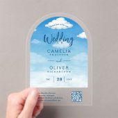 ACRYLBRUILOFT Wolken Hemelblauw Groen QR Code RSVP Acryl Uitnodigingen (Insitu (Draagbaar))