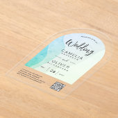 ACRYLBRUILOFT Zee Glas Abstracte QR Code RSVP Acryl Uitnodigingen (Laagn)