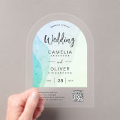 ACRYLBRUILOFT Zee Glas Abstracte QR Code RSVP Acryl Uitnodigingen (Insitu (Draagbaar))