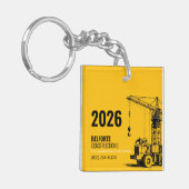 Acrylconstructiekalender | Geel & kraan Sleutelhanger (Voorkant Links)