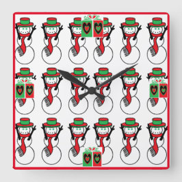 Acrylcristallen kerstklok met sneeuwmannen vierkante klok