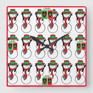 Acrylcristallen kerstklok met sneeuwmannen vierkante klok