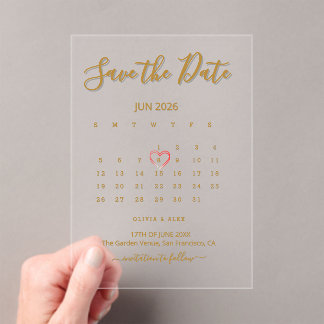 Acrylcryl Kalender Save the Date Acryl Uitnodigingen