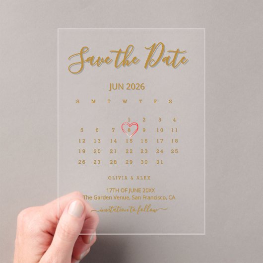 Acrylcryl Kalender Save the Date Acryl Uitnodigingen (Insitu (Draagbaar))