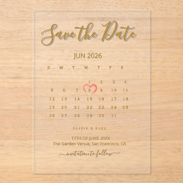 Acrylcryl Kalender Save the Date  Acryl Uitnodigingen