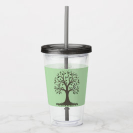 🌳 Acrylcubus met rietje Boom des Levens Acryl Drinkbeker