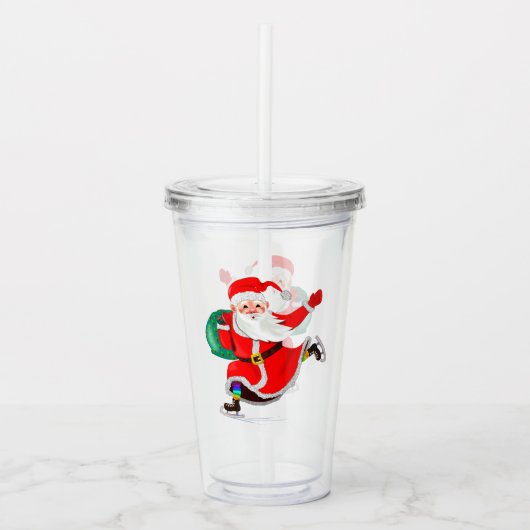 Acrylcylinder met kerstman acryl drinkbeker (Voorkant)