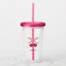 Acrylcylinder | Zoete Kers Lint Cute Acryl Drinkbeker