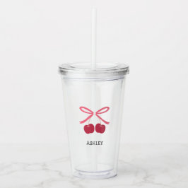 Acrylcylinder | Zoete Kers Strik Schattig Acryl Drinkbeker