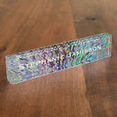 Acryldesk-naamplaat, Retro Abstract Naambordje (Zijkant)