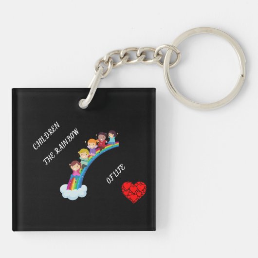 Acryldubbelzijdige sleutelhanger. Kinderen en rege Sleutelhanger (Achterkant)