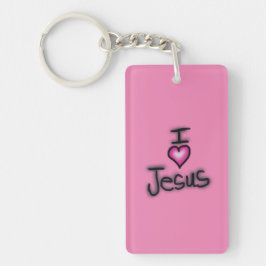 Acrylen Sleutelhanger Ik Hou Van Jezus Ik Hart Jez